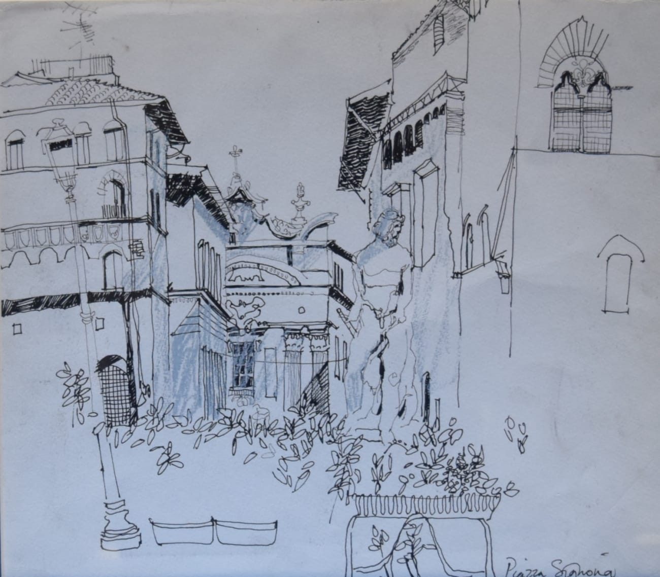 The 'Biancone', drawing in ink. Jane Harman storage and furniture restoration in Florence
